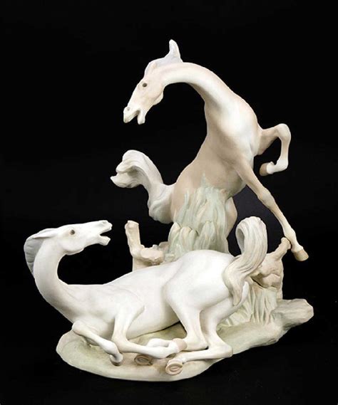 A Lladro Porcelain Figure of 'Two Horses'.