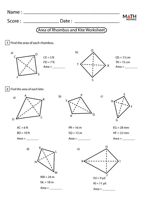 Properties Of Rhombus Worksheet