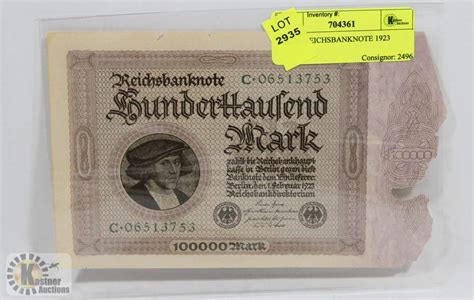 100,000 REICHSBANKNOTE 1923