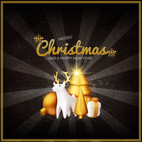 Merry christmas template, gold and white | PosterMyWall