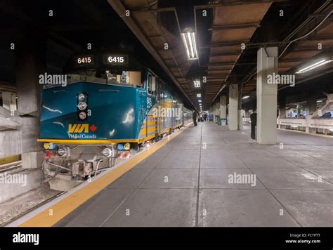 VIA Rail Canada, locomotive in the station at Montreal Stock Photo - Alamy