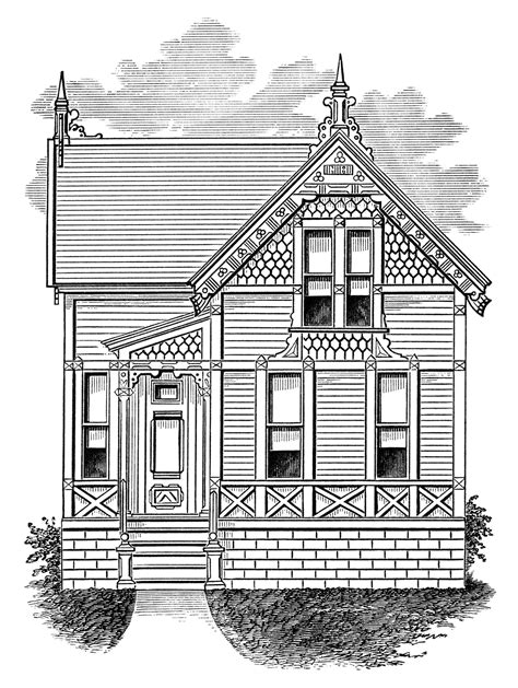 House drawing, House illustration, Victorian homes