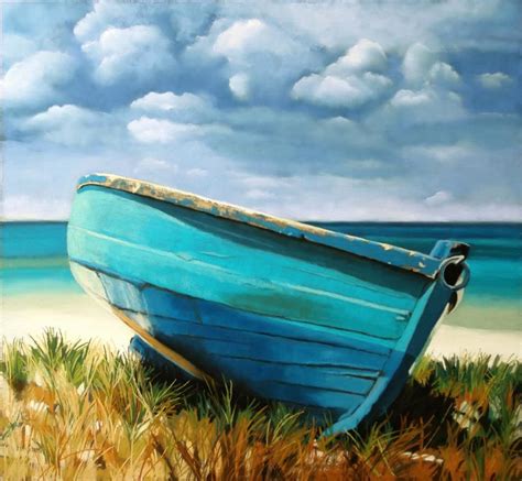 "Blue Boat" Pastel by Ria Hills Pastel Painting, Canvas Painting, Canvas Art, Rowboat Painting ...