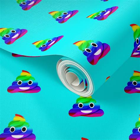 rainbow poo emoji fabric - poo emoji Wallpaper | Spoonflower