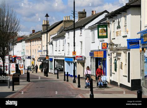 Stowmarket small market town centre high street shops Suffolk England uk GB Stock Photo - Alamy