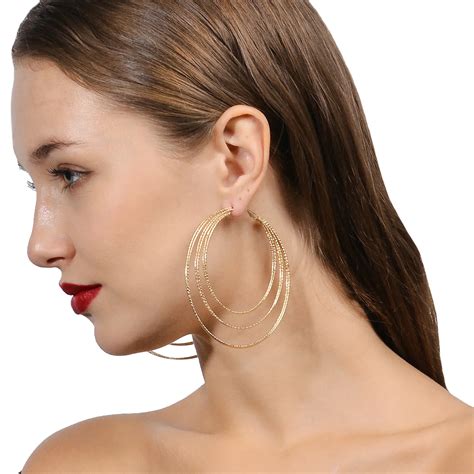 Circle Earrings Hoop Big Large Round Earring Women Metal Loop Earrings ...