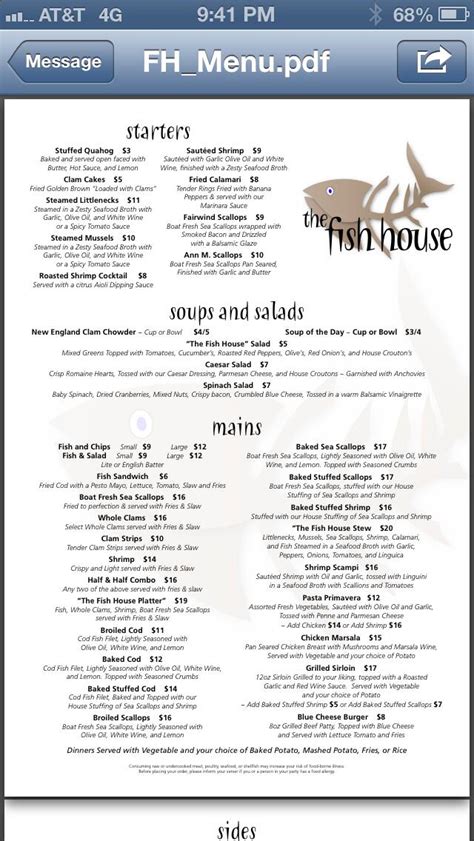 The Fish House Menu, Menu for The Fish House, Fairhaven, New Bedford - Urbanspoon/Zomato