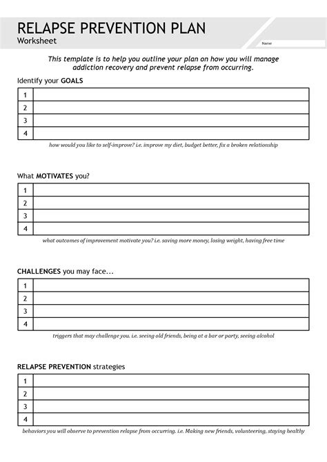 Printable Addiction Recovery Worksheets