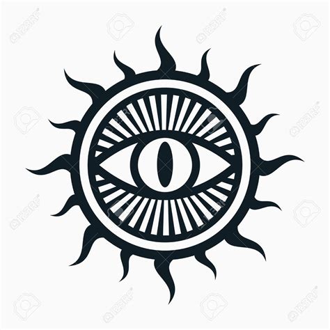 Mystical Eye in Sun Symbol