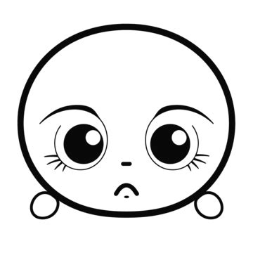 Childrens Face Coloring Page From The Book Vector, Basic Simple Cute Cartoon Portrait Outline ...