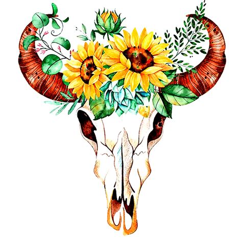 Yellow Sunflower Cow Skull 5D Diamond Painting - 5diamondpainting.com ...