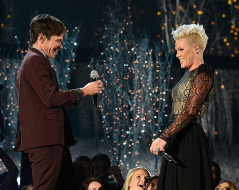 Pink and Nate Ruess smiled while performing their duet "Just Give Me ...