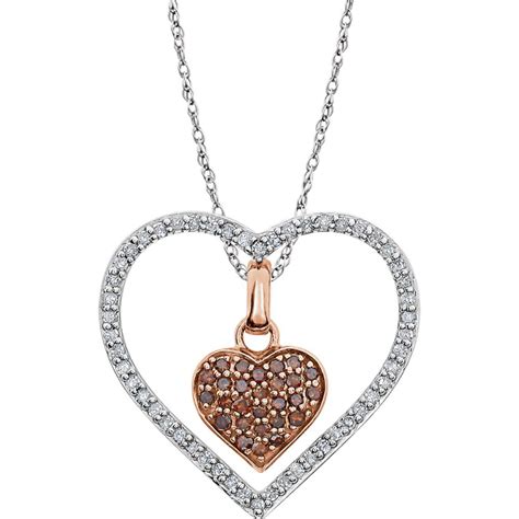 Diamond2Deal - 14K White Gold 1/3 Carat (cttw) Diamond Heart Pendant ...