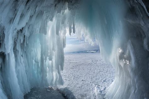 Ice cave on Lake Baikal stock image. Image of turquoise - 134396017