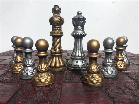 Baroque Themed Staunton Chess Set - Cold Cast Reconstructed Stone chess ...