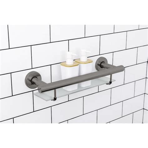 evekare Shower/Bath Shelf with Grab Bar- Gunmetal in the Grab Bars ...