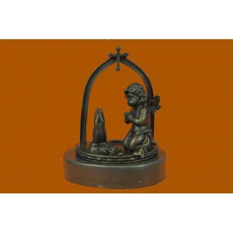 Solid Praying Baby Angel Bronze Sculpture Religious