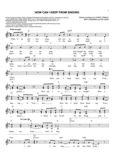 How Can I Keep From Singing by Chris Tomlin Sheet Music for Lead Sheet / Fake Book at Sheet ...