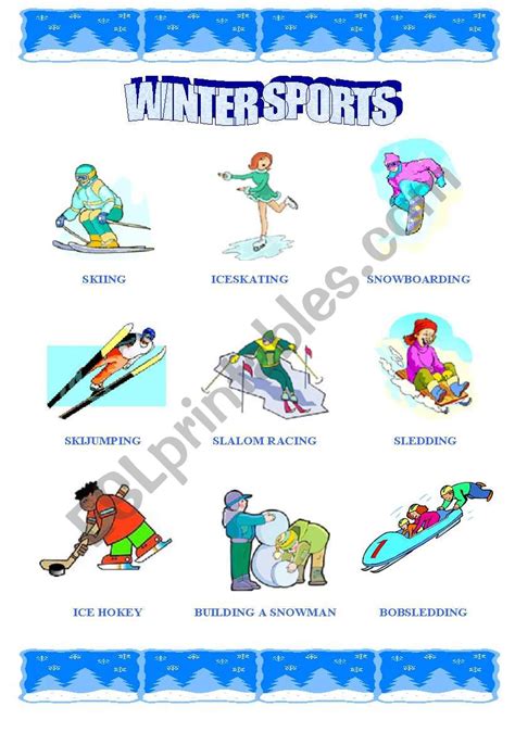 Winter Sports - ESL worksheet by reniag