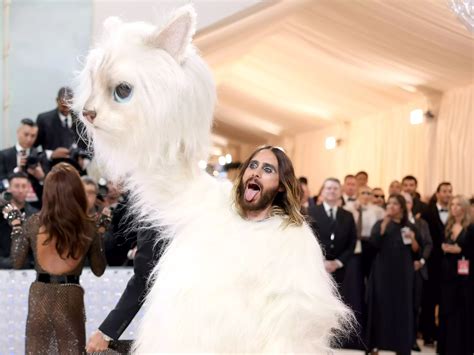 Celebrities on the Met Gala red carpet are losing it over Jared Leto's giant cat costume ...