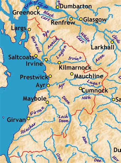 Ayrshire Rivers Some Towns - MapSof.net