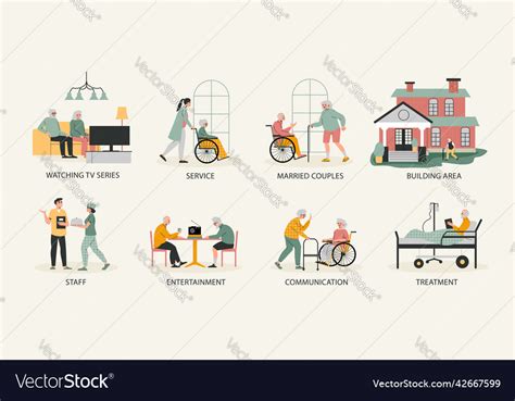 Nursing home color compositions Royalty Free Vector Image