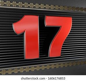 Red Number 17 Number Seventeen Golden Stock Illustration 1606176853