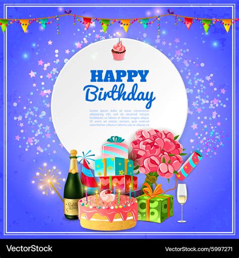 Happy birthday party background poster Royalty Free Vector