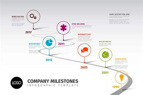 Timeline template with icons | Creative Other Presentation Software Templates ~ Creative Market