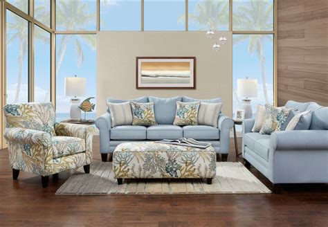 Fusion Labyrinth Sky Sofa And Loveseat With Coral Reef Caribbean And ...