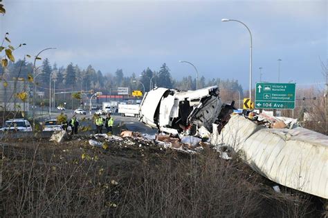 Semi-truck driver airlifted to hospital after crash in Surrey - Surrey ...