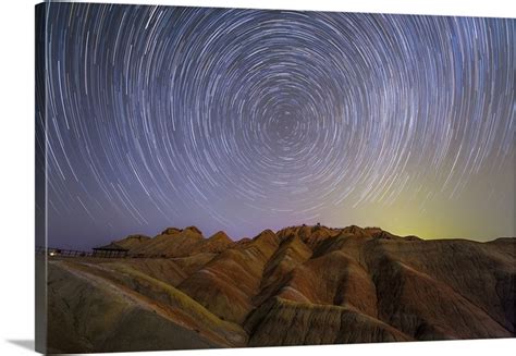 Star Trails Around The Northern Celestial Pole Above The Zhangye Danxia ...