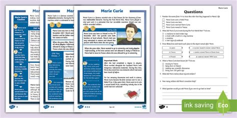 LKS2 Marie Curie Differentiated Reading Comprehension