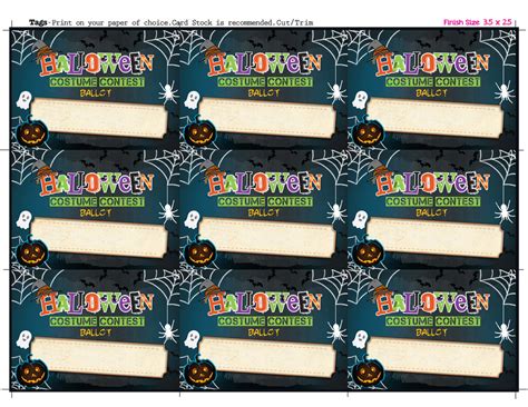 Halloween Costume Contest Ballot Tags - Voting Card - Printable Entry – CraftyKizzy