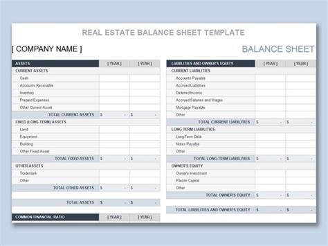 Monthly Balance Sheet Excel Template