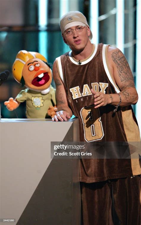 Singer Eminem speaks onstage during the 2003 MTV Video Music Awards... News Photo - Getty Images