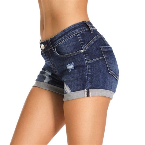 Women's Juniors Mid Rise Jean Shorts Folded Hem Denim Shorts for Women - Denim Fit