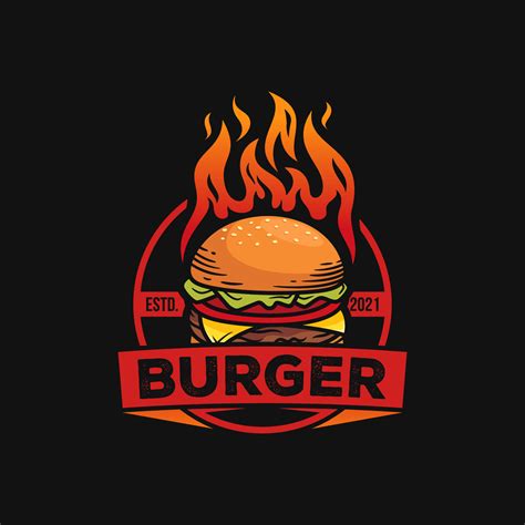 Hot Burgers Vector Logo Illustration. Modern burgers emblem. Vector art ...