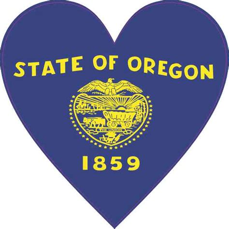 4in x 4in Oregon Flag Heart Sticker Vinyl Cup Decal State Bumper Stickers