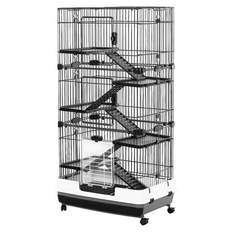 PawHut 32"L 6-Level Small Animal Cage Rabbit Hutch with Universal ...