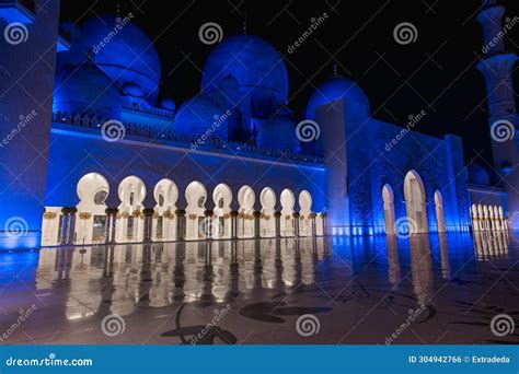 Amazing Night View at Mosque, Abu Dhabi, United Arab Emirates Stock ...