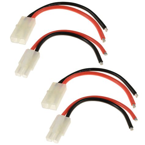 2 x RC Pairs Male + Female Tamiya Battery Connector 14awg 10cm Wire | eBay