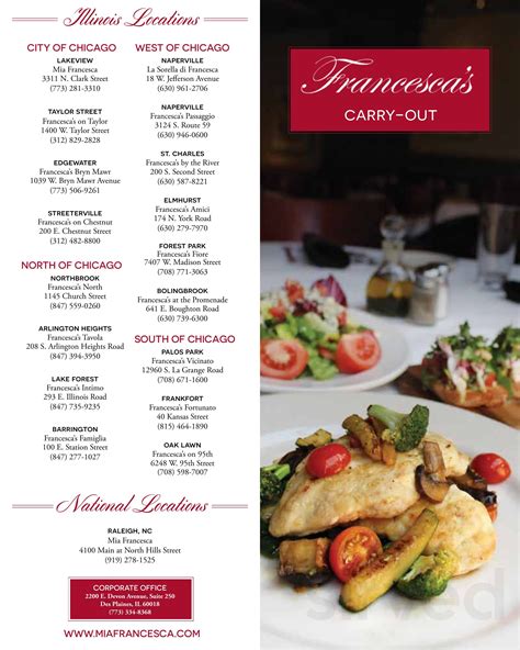 Francesca's on Taylor menu in Chicago, Illinois, USA