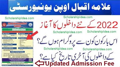 AIOU Admission Fee 2024 for BA/BS ,MA/Msc, Matric, FA and All Classes