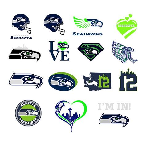 the seattle football team's logos are shown in different colors and ...