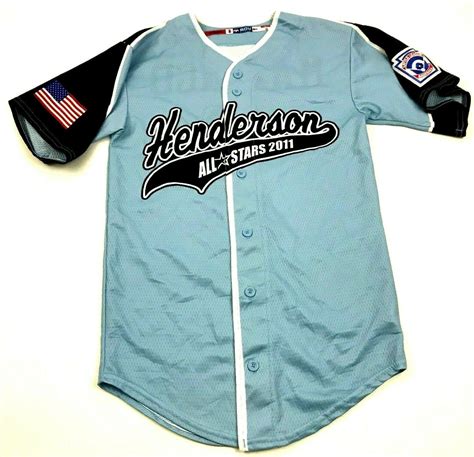 Henderson All Stars Baseball Jersey Little League Sky Blue Button Up Shirt Small - Baseball-Other