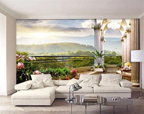 3d room wallpaper custom mural Out of the window, balcony painting home ...