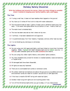 Holiday Safety Checklist - Fill and Sign Printable Template Online