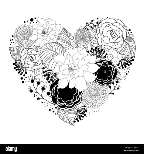 black heart with floral ornament Stock Vector Image & Art - Alamy