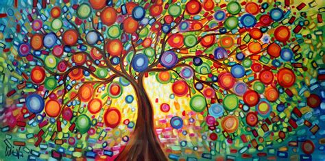 Extra Large Painting LEMON TREE of LIFE Original Whimsical Canvas, Huge Canvas ready to hang Art ...